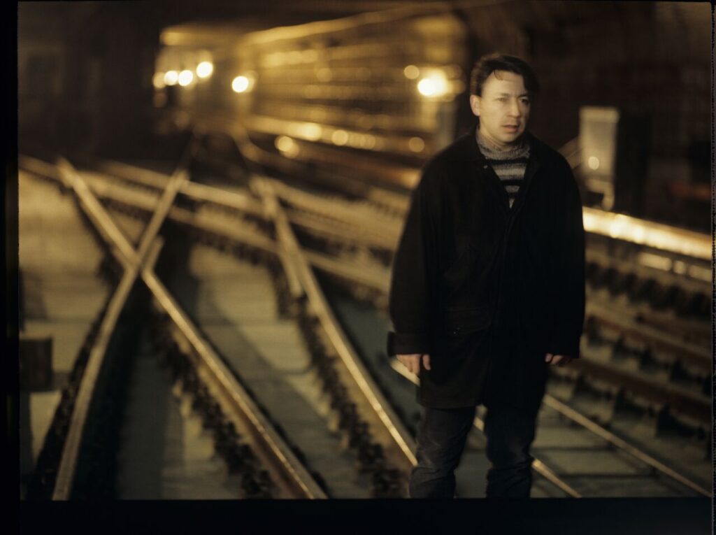 Zbigniew Zamachowski (playing the role of Karol) in the basement of the Warsaw metro under construction.