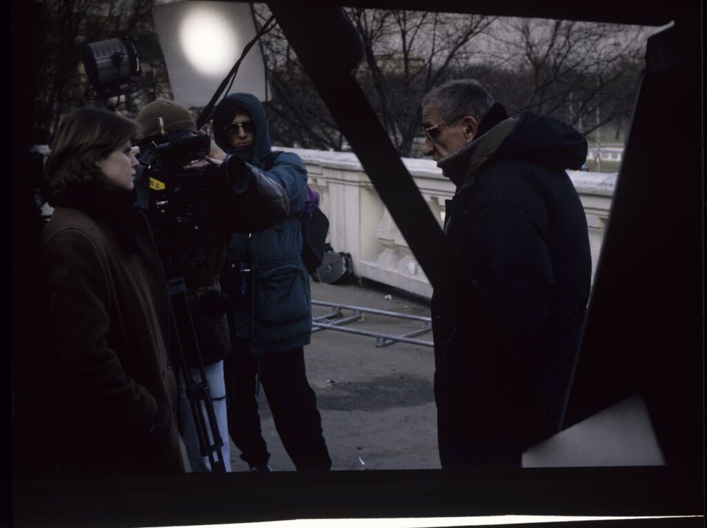 Krzysztof Kieślowski working on set.
