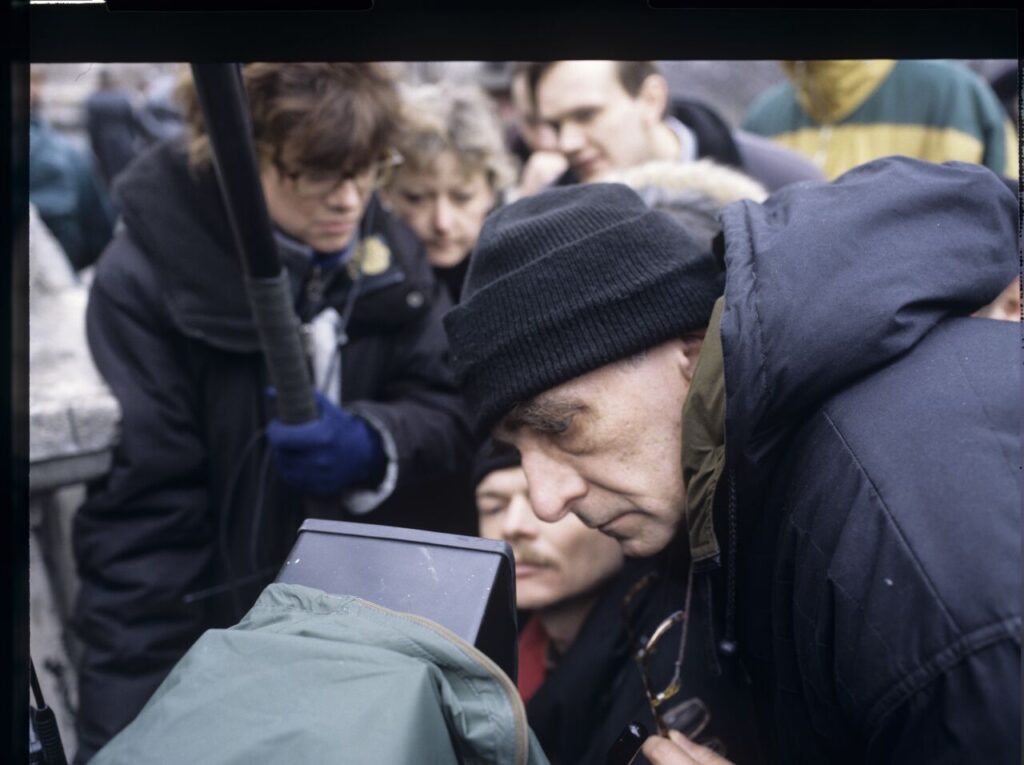 The crew at work on the set.