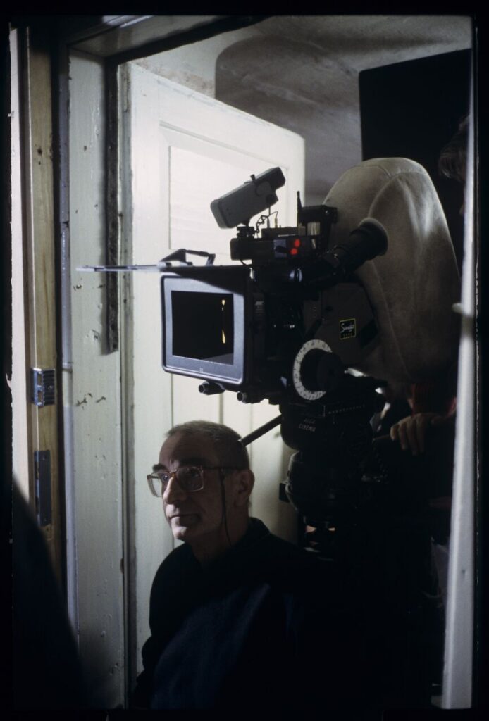 Krzysztof Kieślowski (director) and Edward Kłosinski (cinematographer) during filming a scene.