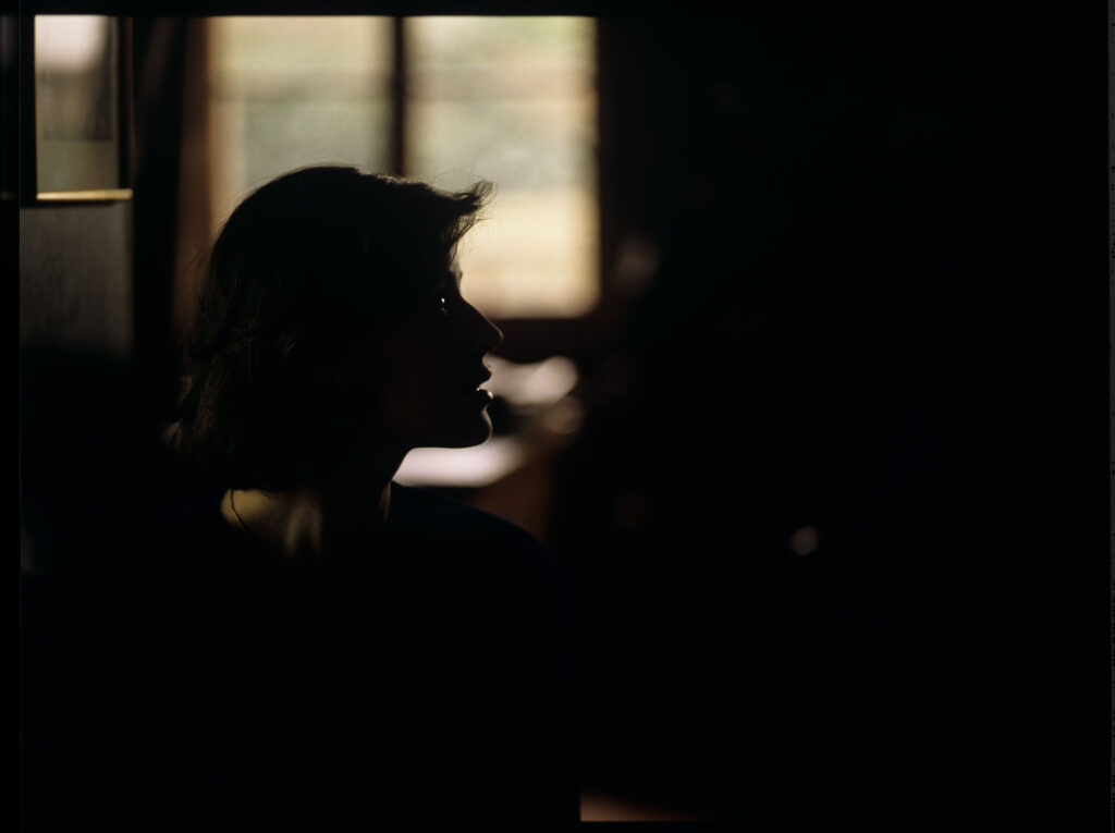Główna bohaterka filmu Valentine (Irène Jacob) w mieszkaniu emerytowanego sędziego Josepha Kerna.