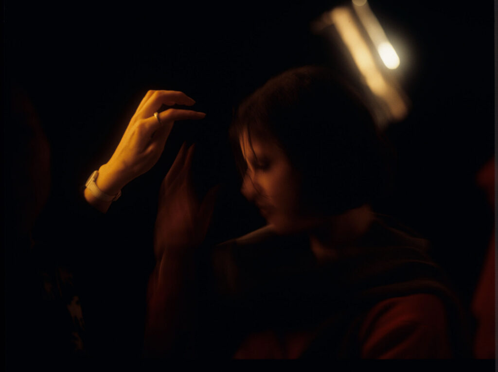Irène Jacob (actress) during filming a scene.