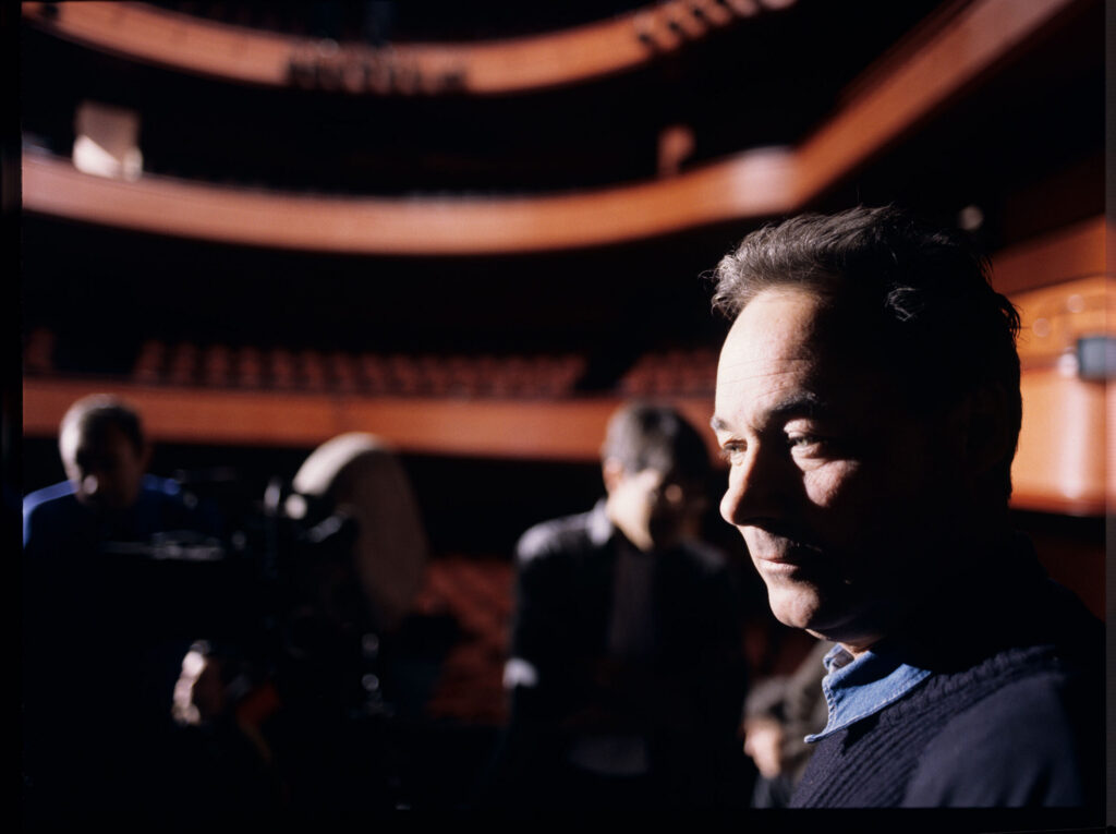 The crew while filming a scene in the theater audience.