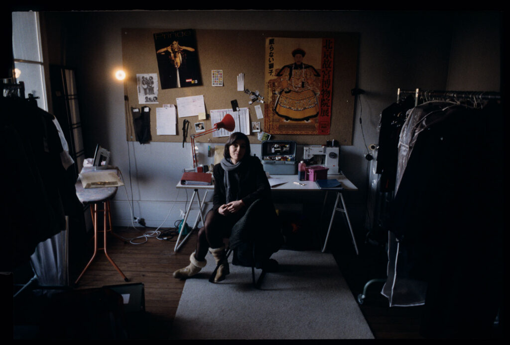 Irène Jacob (actress) in the dressing room during a break between takes.