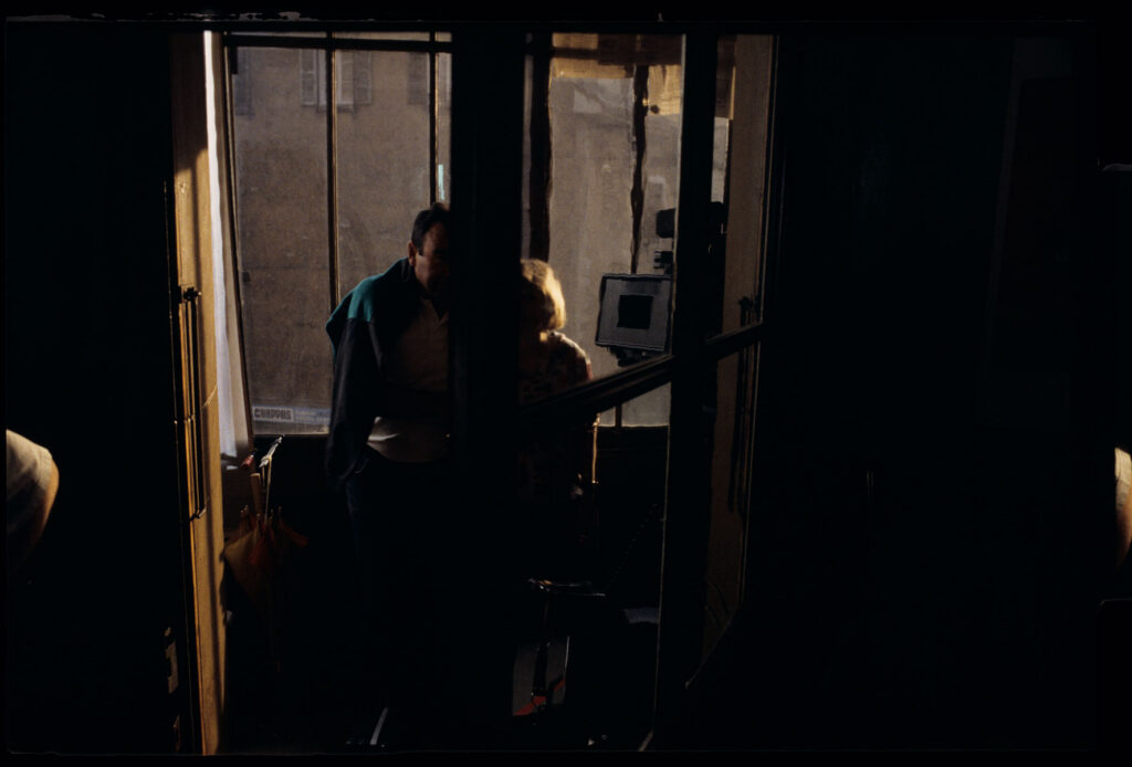 Set on the staircase in front of Valentine's apartment. Muriel Coulin (assistant cameraman) visible.