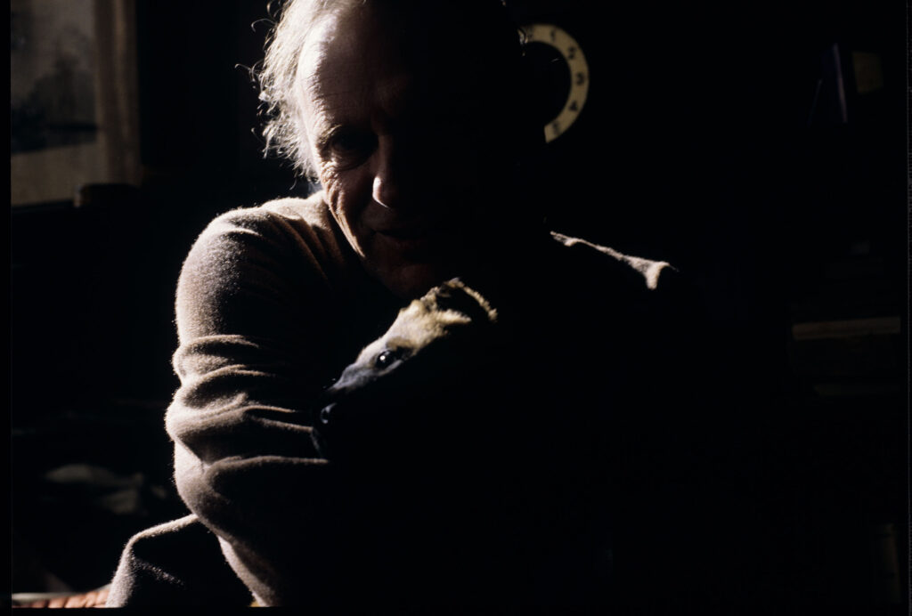 Emerytowany sędzia Joseph Kern (Jean-Louis Trintignant) ze szczeniakami Rity.