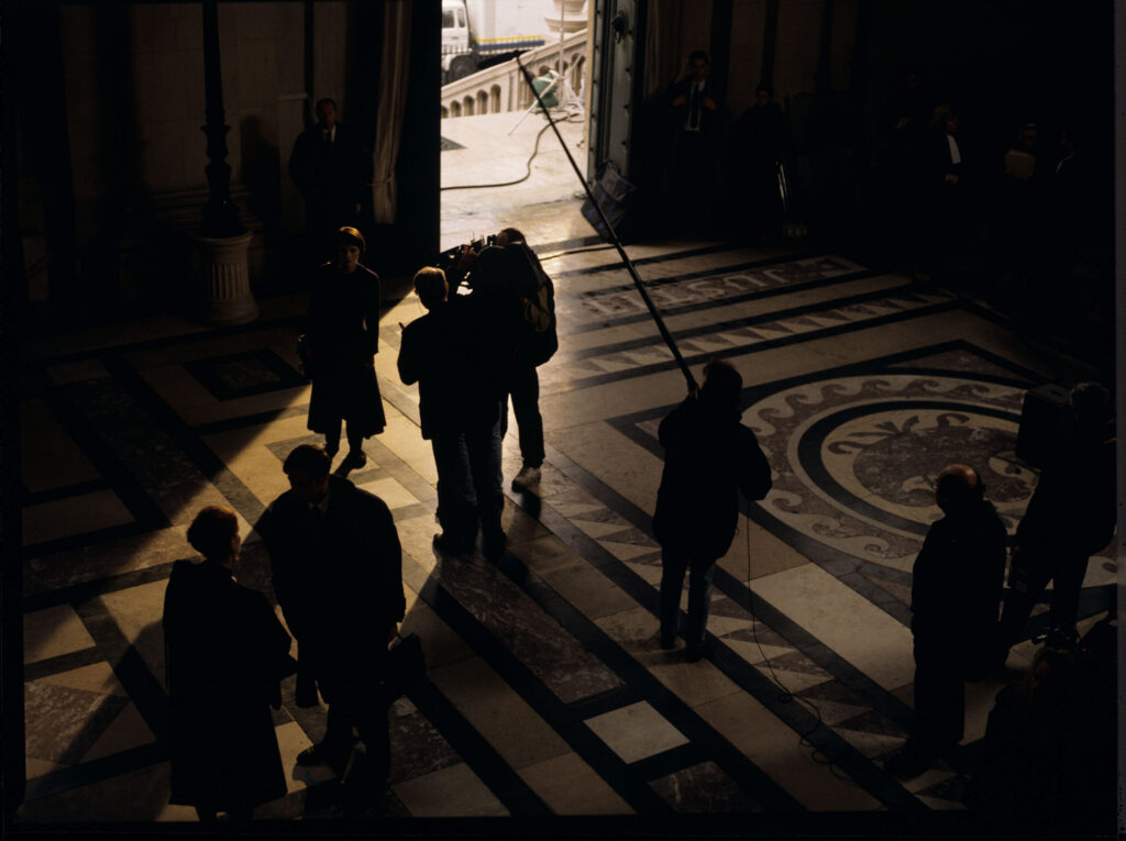 The crew on set at the Palace of Justice in Paris.