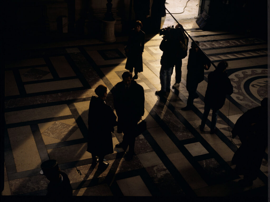 The crew on set at the Palace of Justice in Paris.
