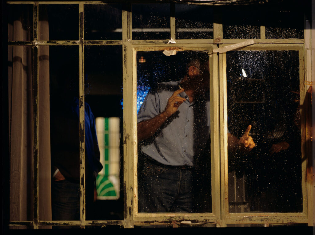 Working on the scene where Julie watches a drop of rain dripping down the window.