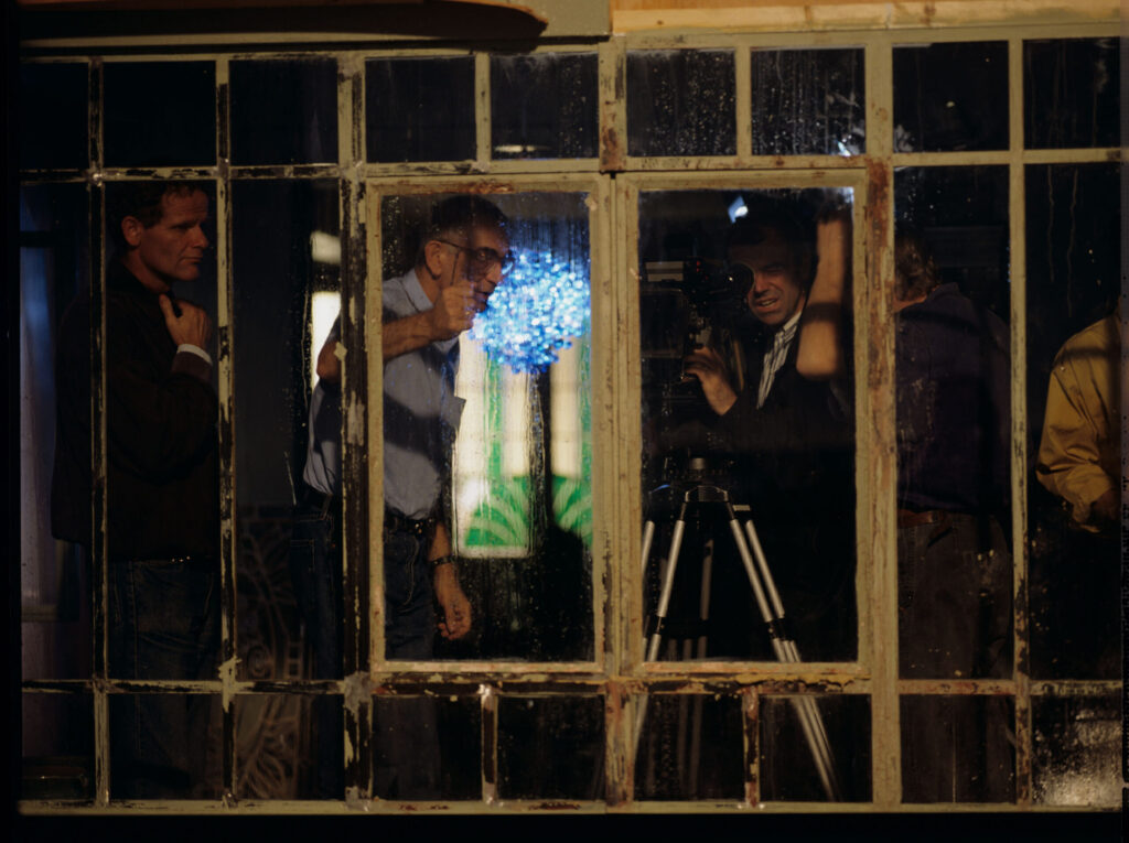 Working on the scene where Julie watches a drop of rain dripping down the window.