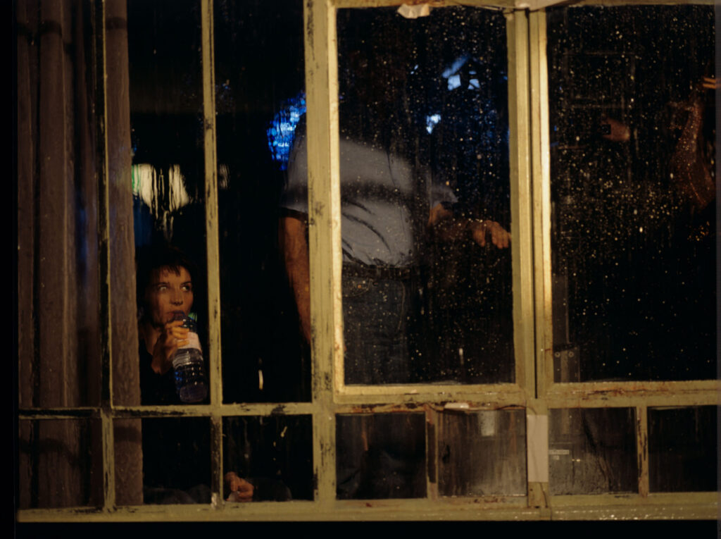 Working on the scene where Julie watches a drop of rain dripping down the window.