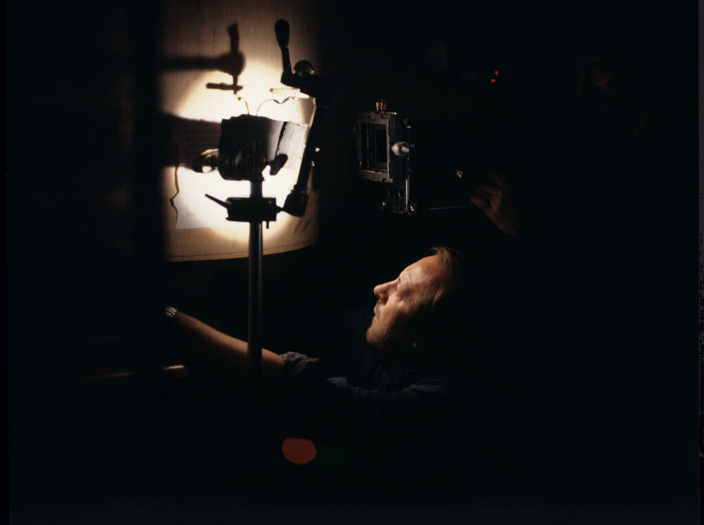 Zbigniew Preisner (composer of music for the film) and Sławomir Idziak (cinematographer) while filming one of the scenes.
