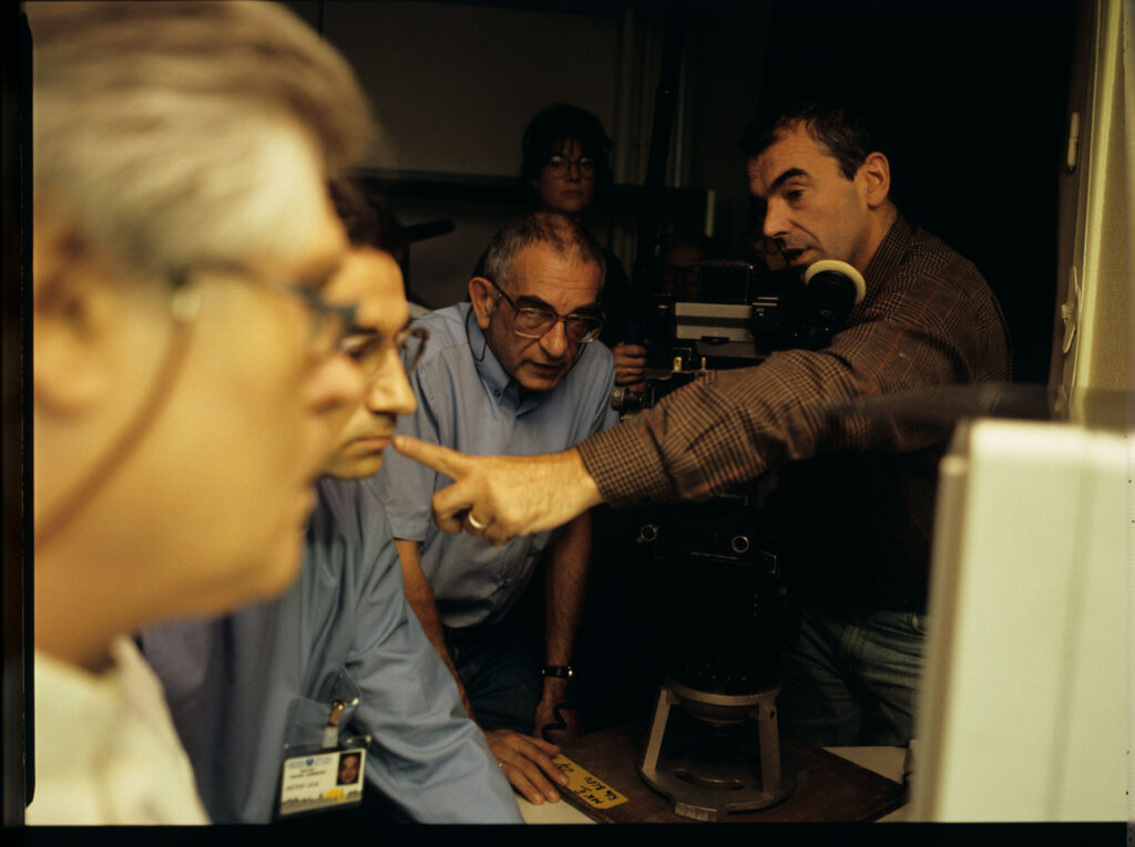 Preparations for filming a scene of monitoring a patient's vital signs in the intensive care unit of a hospital.