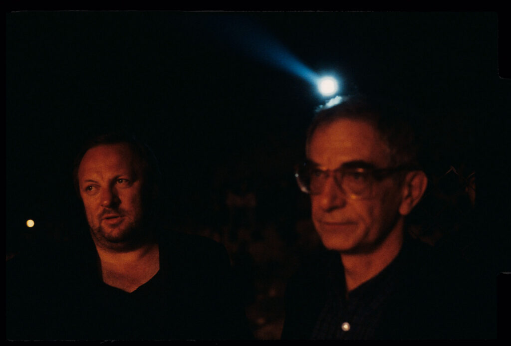 Zbigniew Preisner (composer) and Krzysztof Kieślowski (director) during the 5th Jerusalem Film Festival.