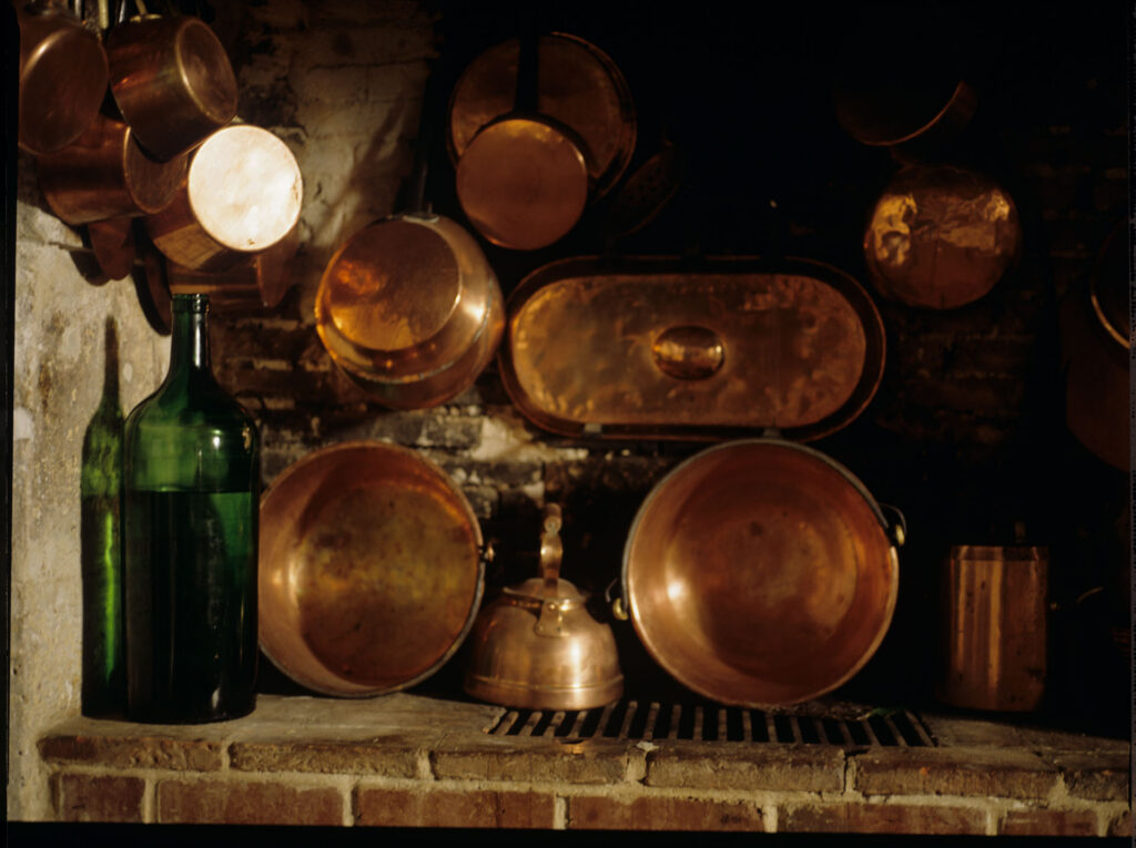 Kitchen in the de Courcy family residence near Paris.