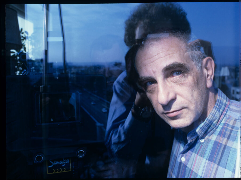 Krzysztof Kieślowski (reżyser) na planie zdjęciowym.