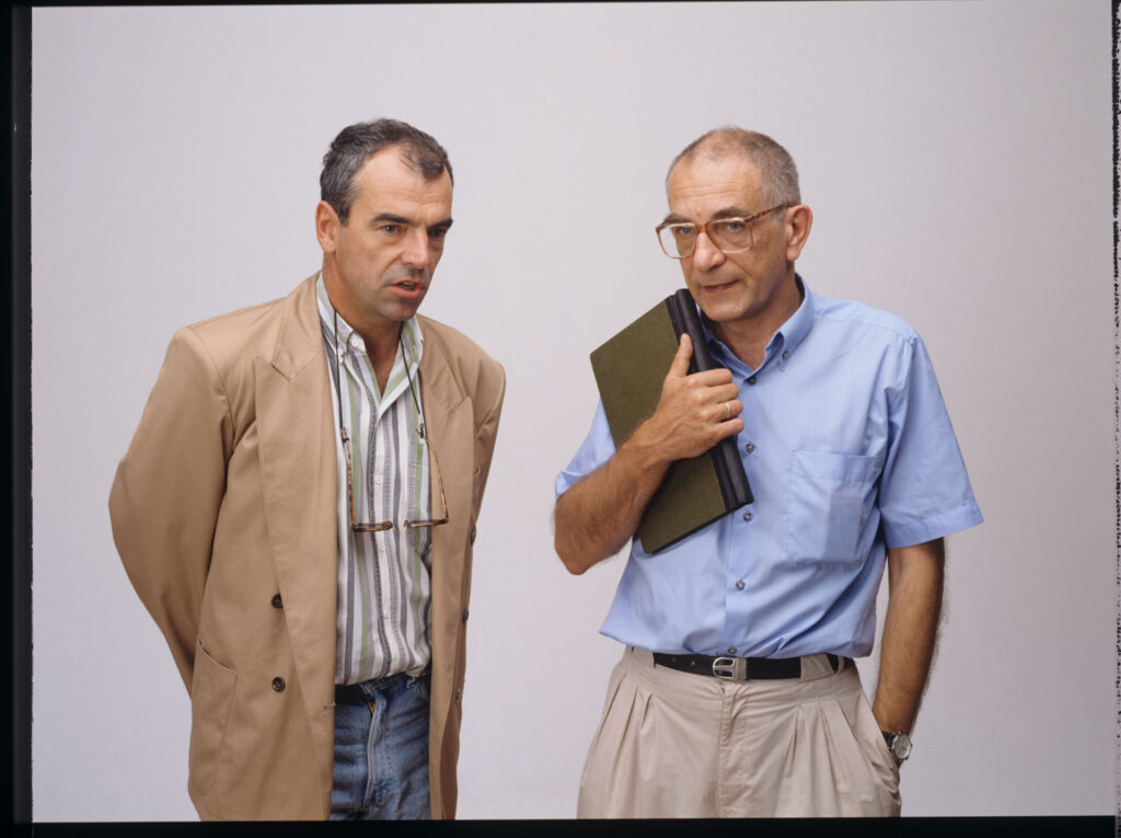 A photo of S. Idziak (operator) and K.Kieślowski (director) taken while shooting the film.