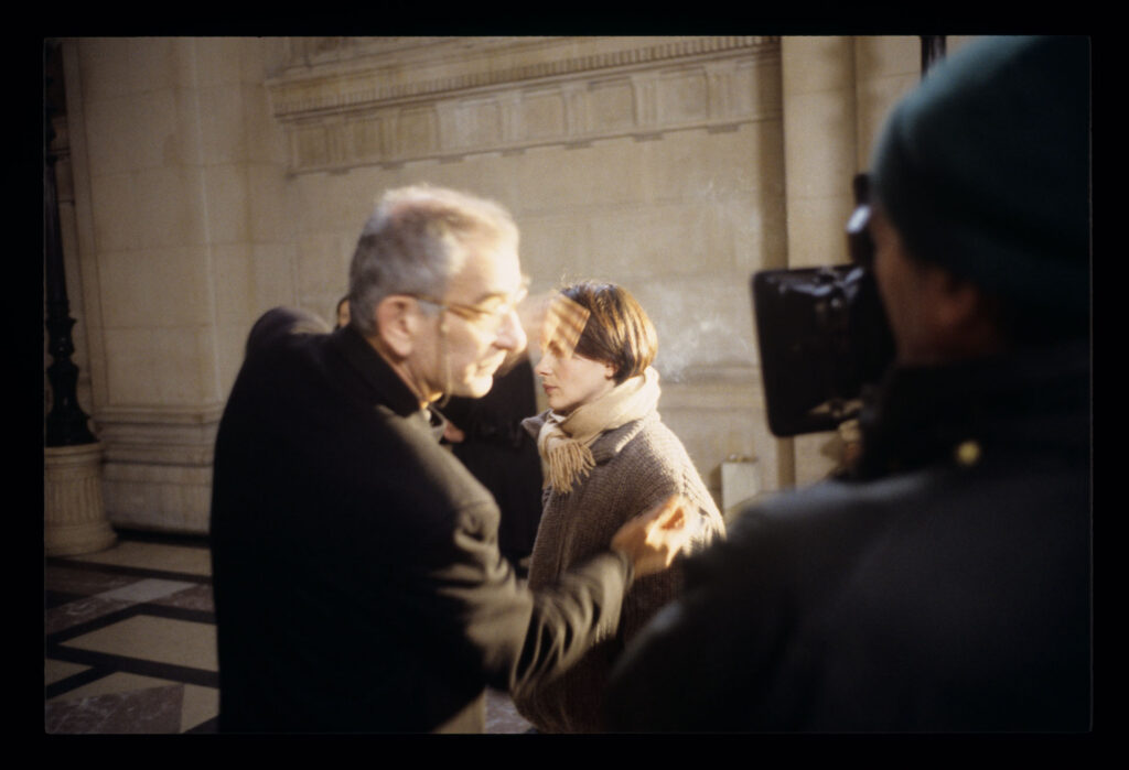 Preparations for filming a scene in the corridor of the Palais de Justice in Paris.