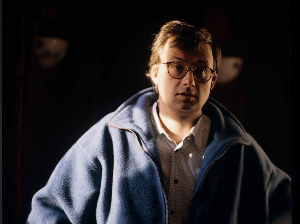 Piotr Sobociński (operator) na planie zdjęciowym filmu "Trzy kolory. Czerwony".