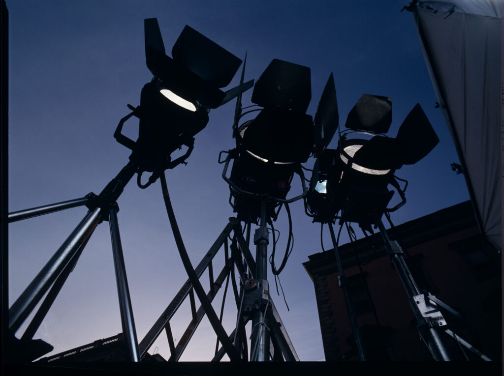 Spotlights on the set.