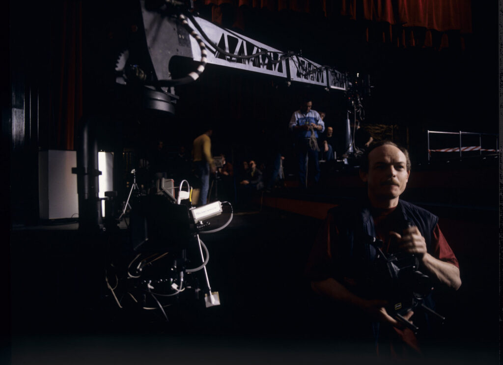Preparations for the production of a fashion show scene in the theater. In the photo: Henryk Jedynak (co-operator).